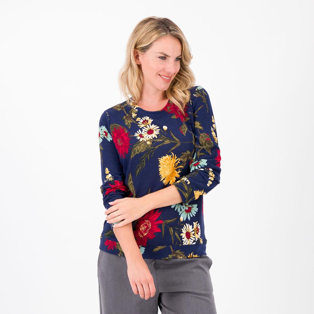 QVC Denim & Co Maglia stampata a maniche lunghe