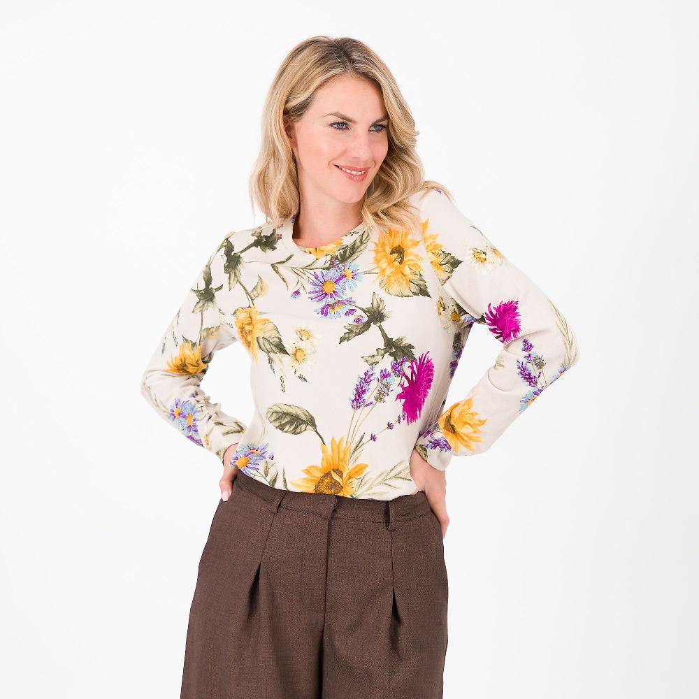 QVC Denim & Co Maglia stampata a maniche lunghe