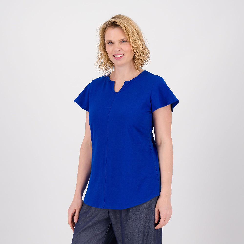 QVC Denim & Co T-shirt in jersey di cotone e viscosa