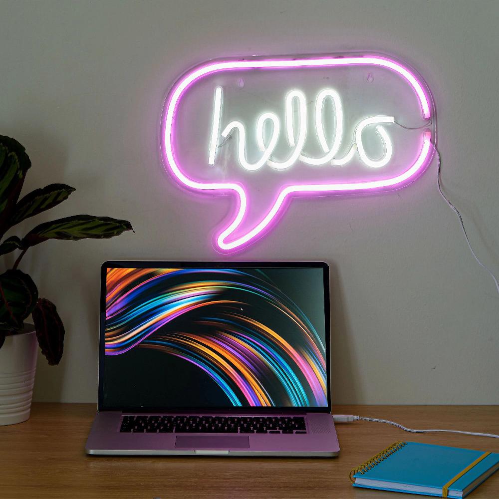 QVC Dmail Hello Luce effetto neon da parete
