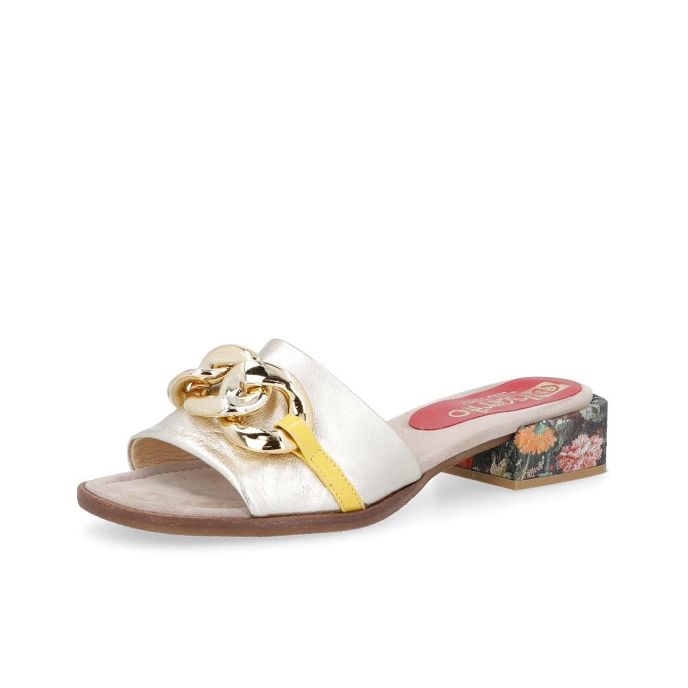 QVC Ebarrito Sandalo in pelle con catena tacco 3cm