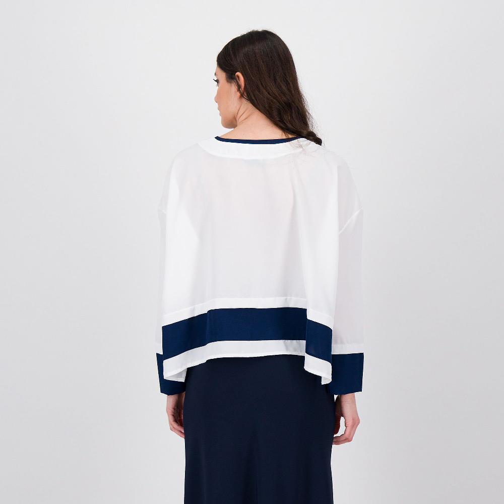 QVC Enjoy Blusa Ampia Bicolore A Maniche Lunghe