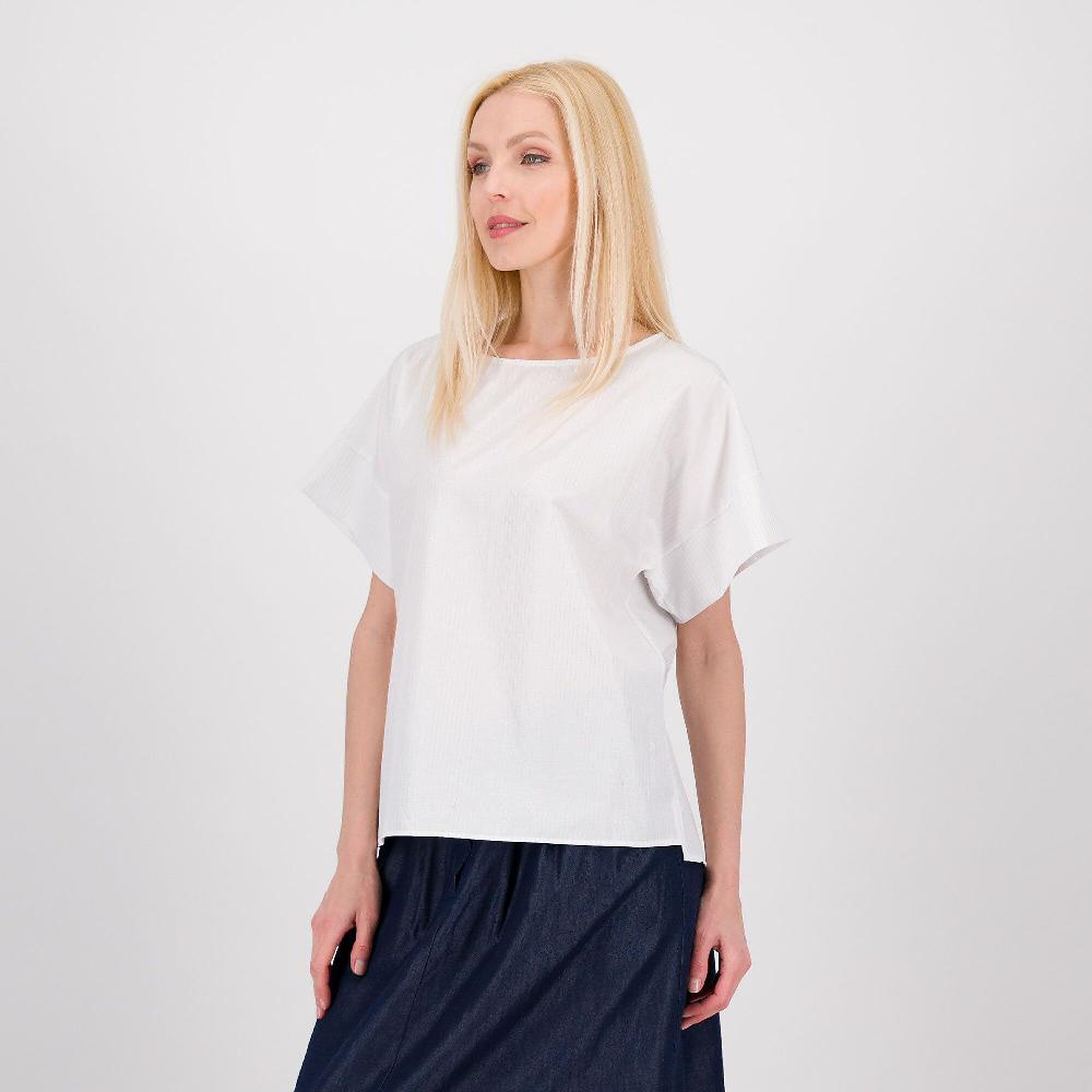 QVC Enjoy Blusa in popeline con riga lamé
