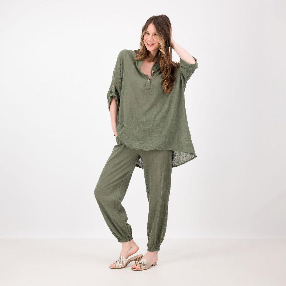 QVC Enjoy Blusa In Tela Di Cotone Con Bottoni