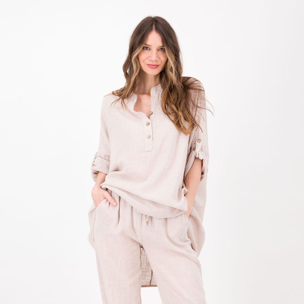QVC Enjoy Blusa in tela di cotone con bottoni