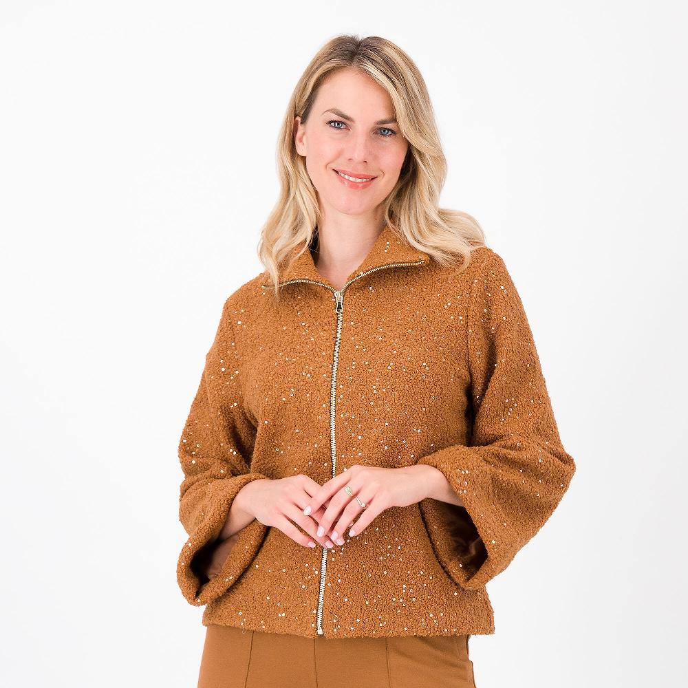 QVC Enjoy Cappa a collo alto in tessuto bouclé