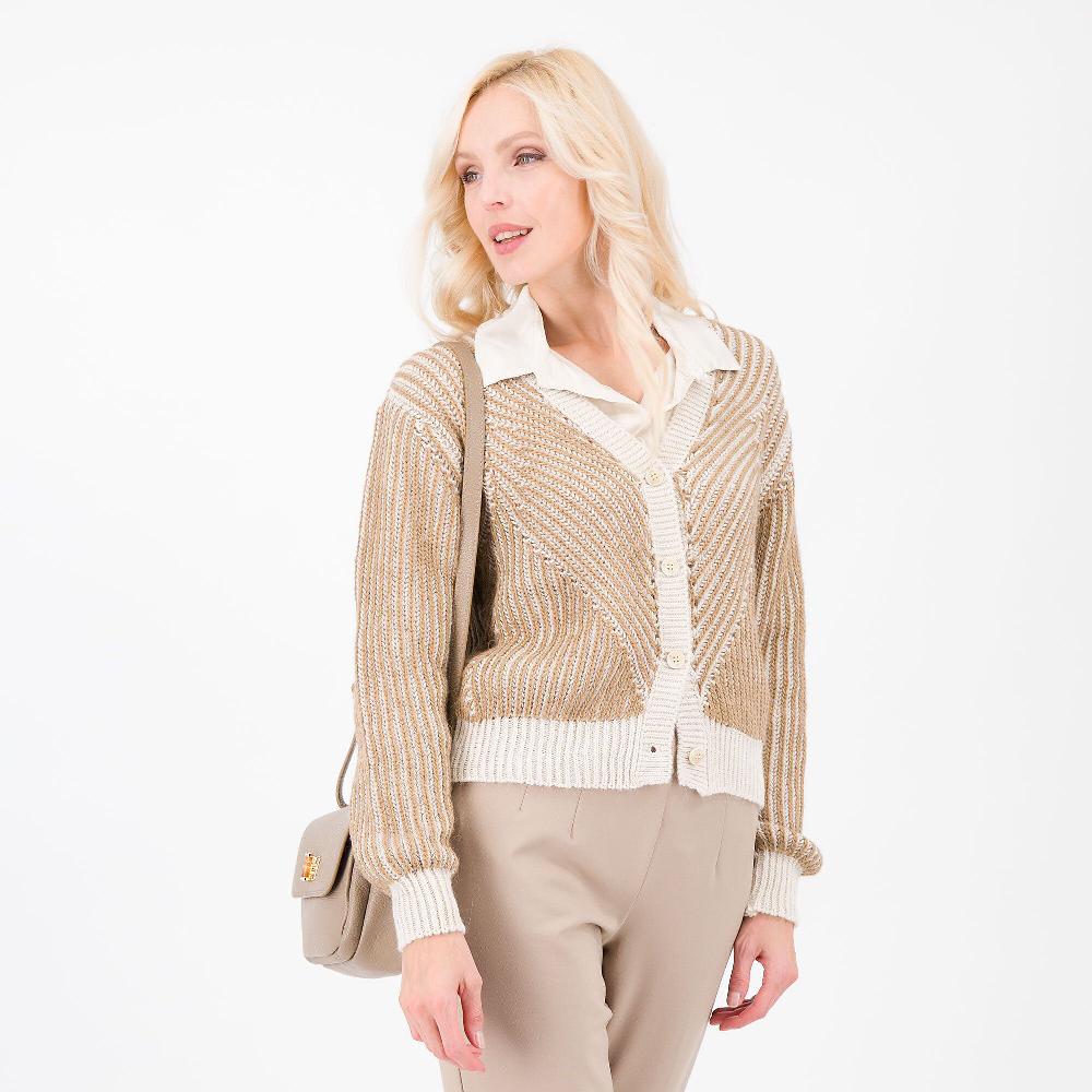 QVC Enjoy Cardigan In Maglia Vanisé Bicolore