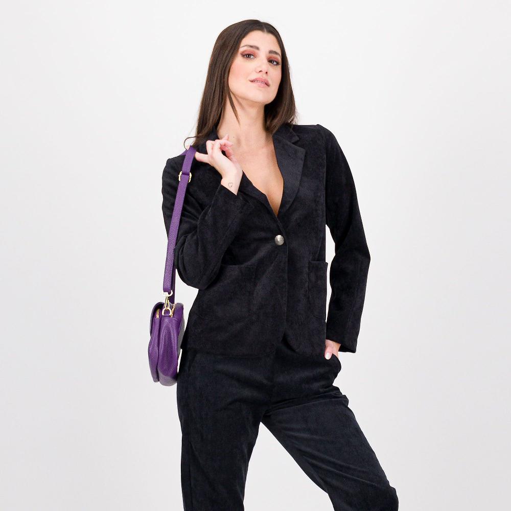 QVC Enjoy Giacca In Velluto 2000 Righe Con Tasche