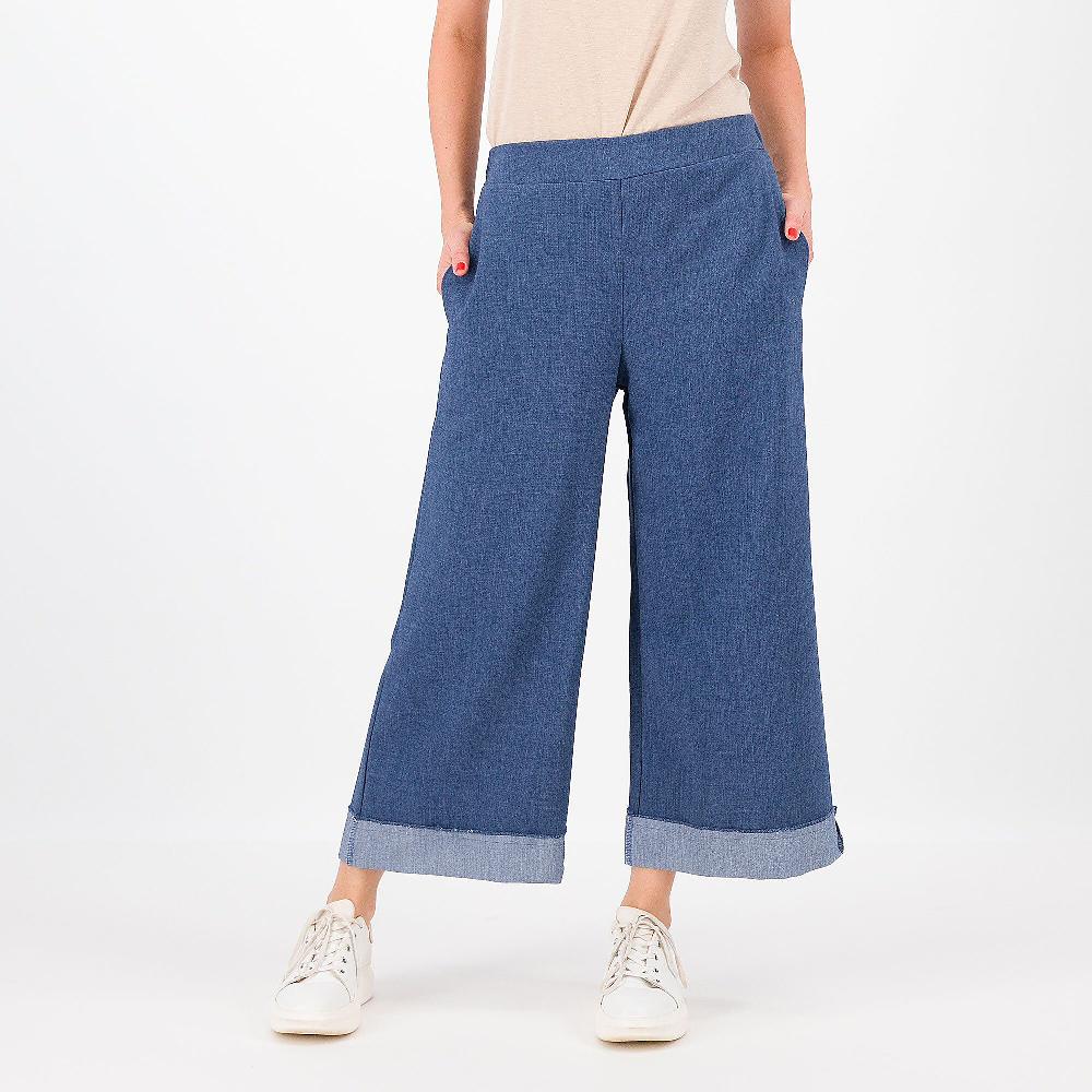 QVC Enjoy Pantapalazzo in tessuto effetto jeans