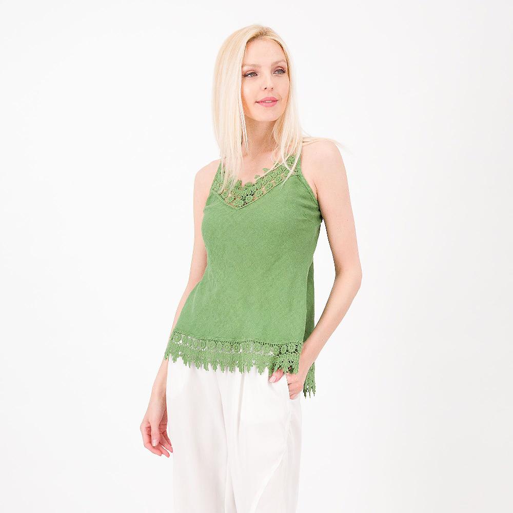 QVC Enjoy Top in lino con pizzo macramé