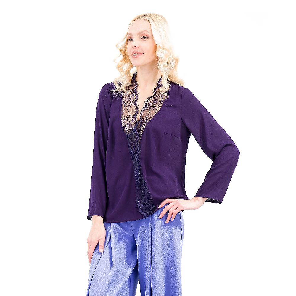 QVC EXTESA Blusa in georgette con bordi in pizzo