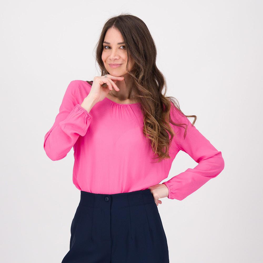 QVC EXTESA Blusa in georgette crêpe a manica lunga