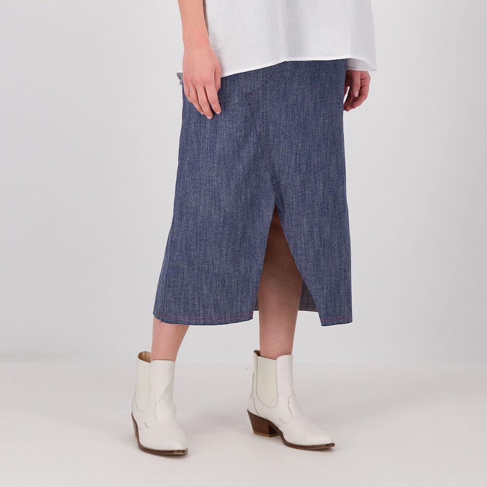QVC EXTESA Gonna midi in jeans con spacco