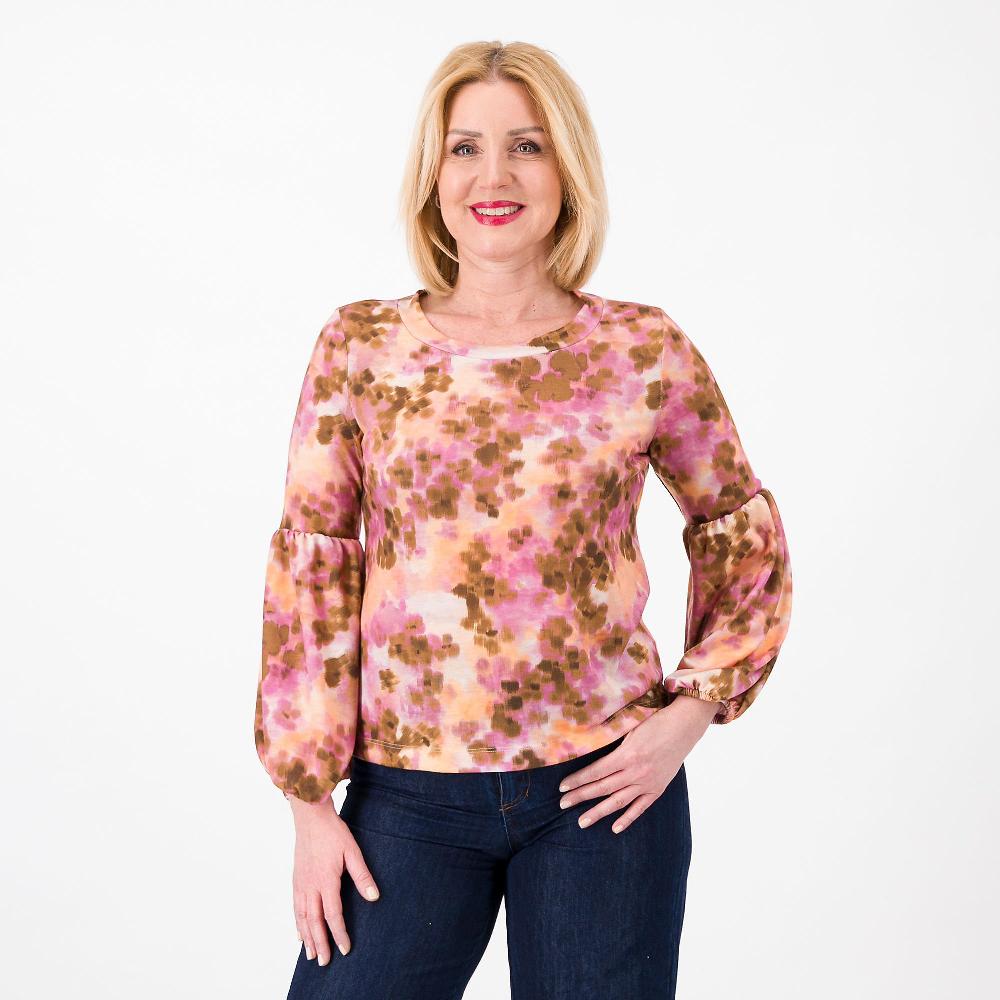 QVC EXTESA Maglia fantasia con maniche a sbuffo