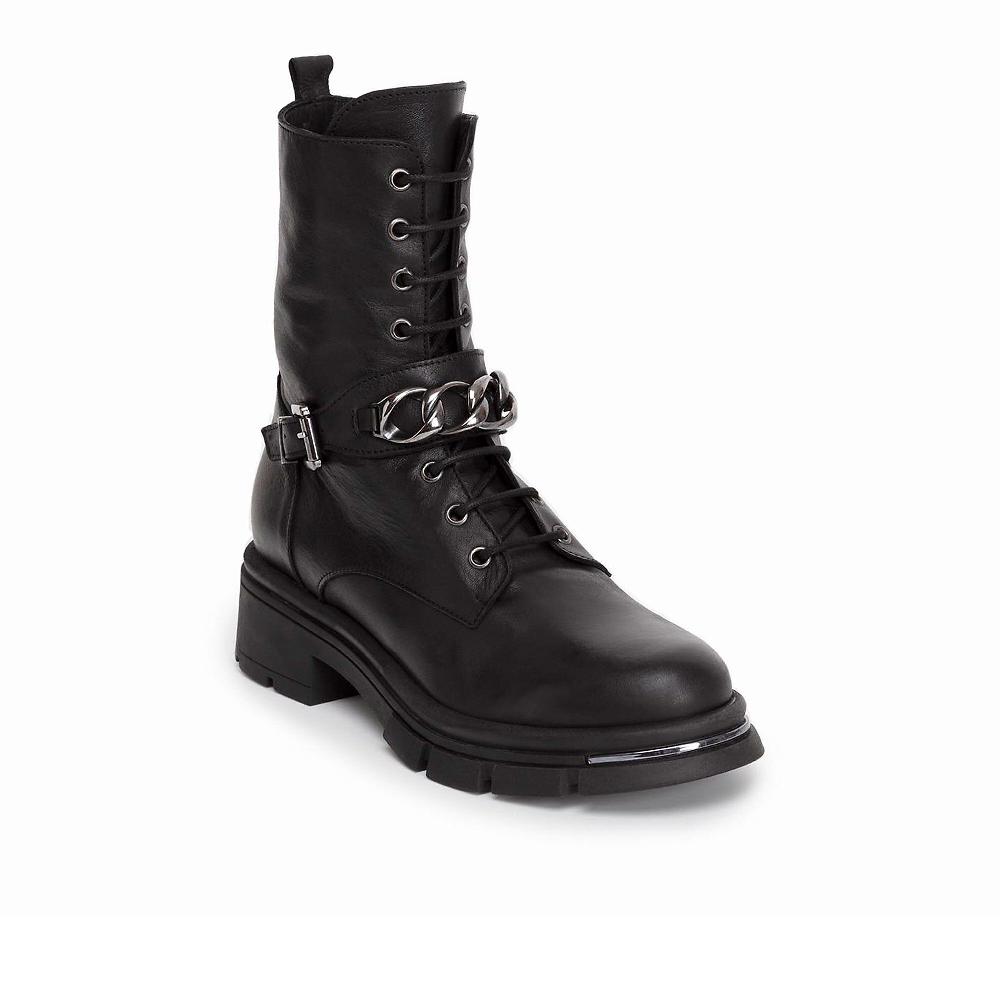 QVC Galieti Anfibi in pelle con catena tacco 5cm