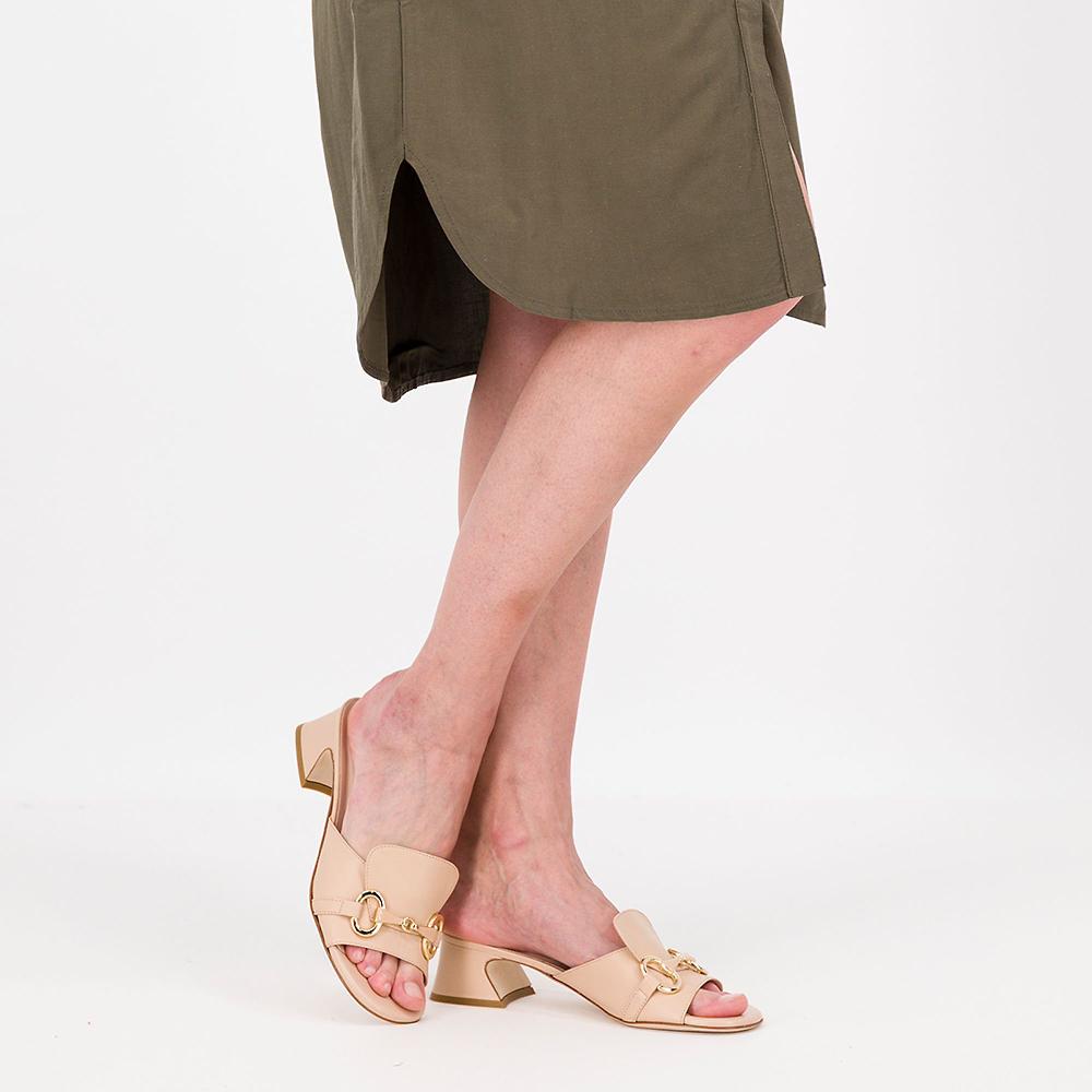 QVC Galieti Sabot in pelle con morsetto tacco 5 cm
