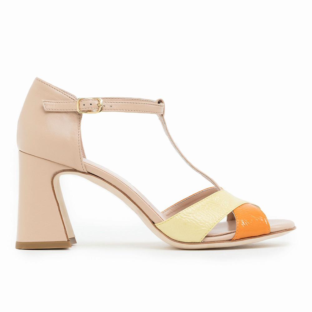 QVC Galieti Sandali A T In Pelle Con Tacco 8 Cm