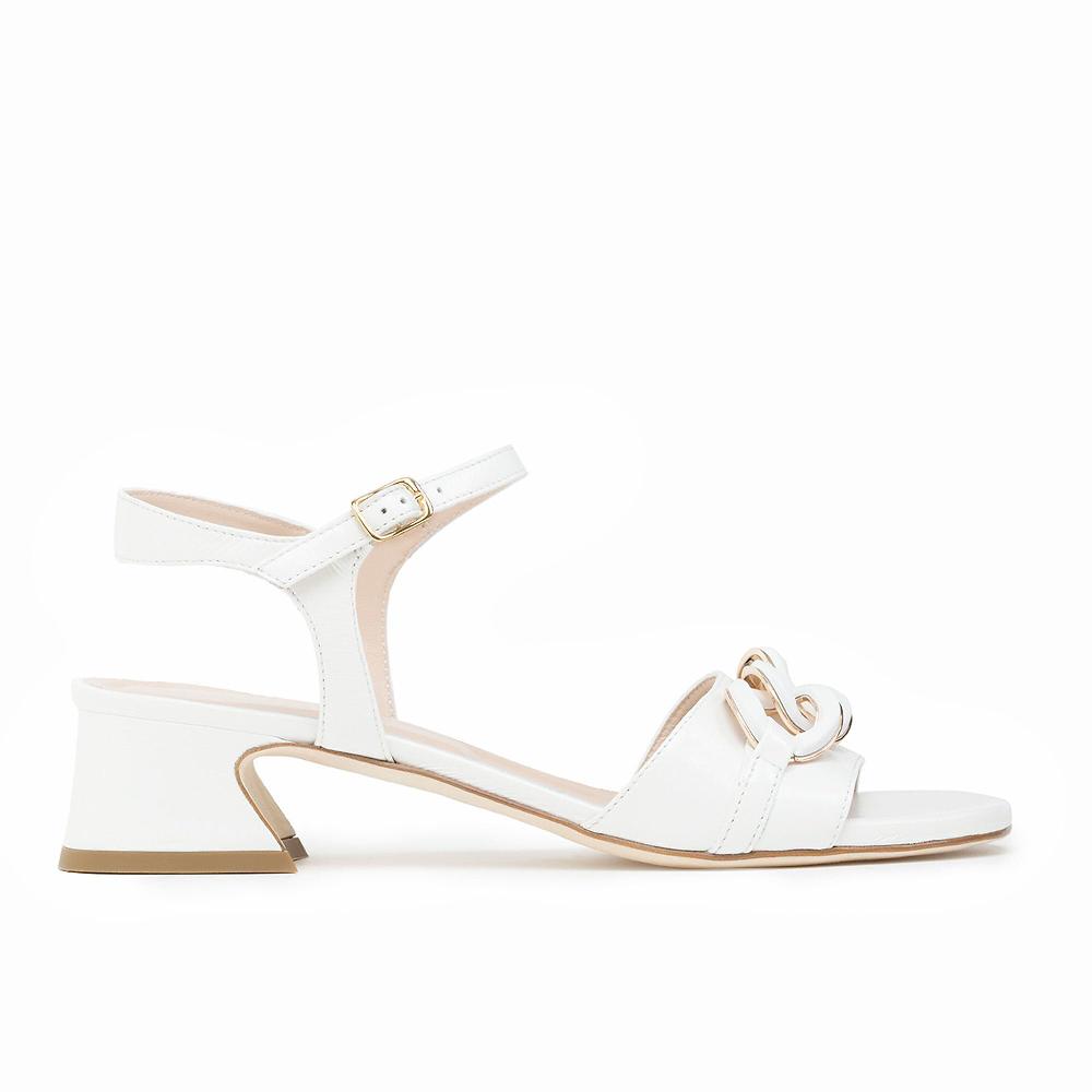 QVC Galieti Sandali In Pelle Con Catena Tacco 5cm