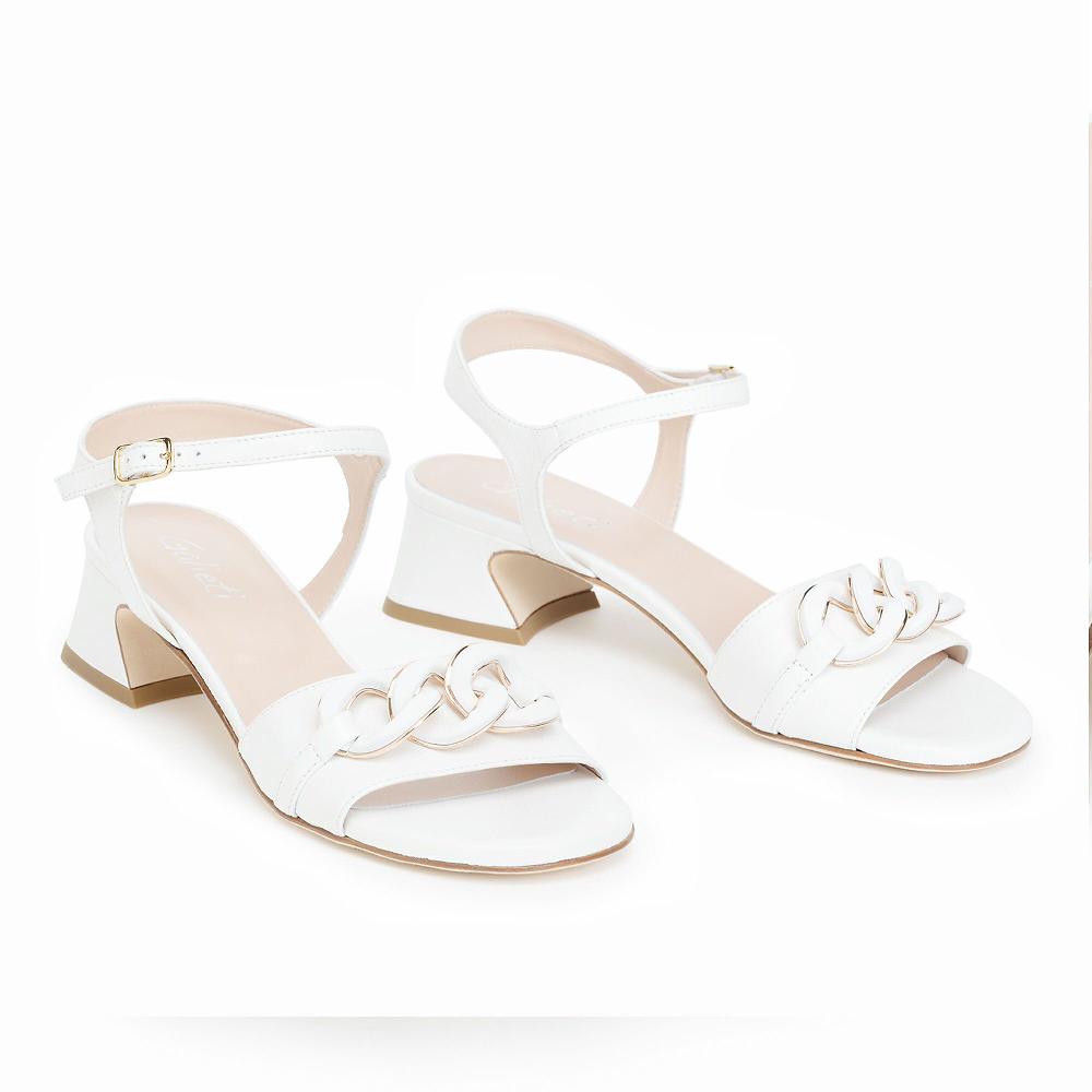 QVC Galieti Sandali In Pelle Con Catena Tacco 5cm