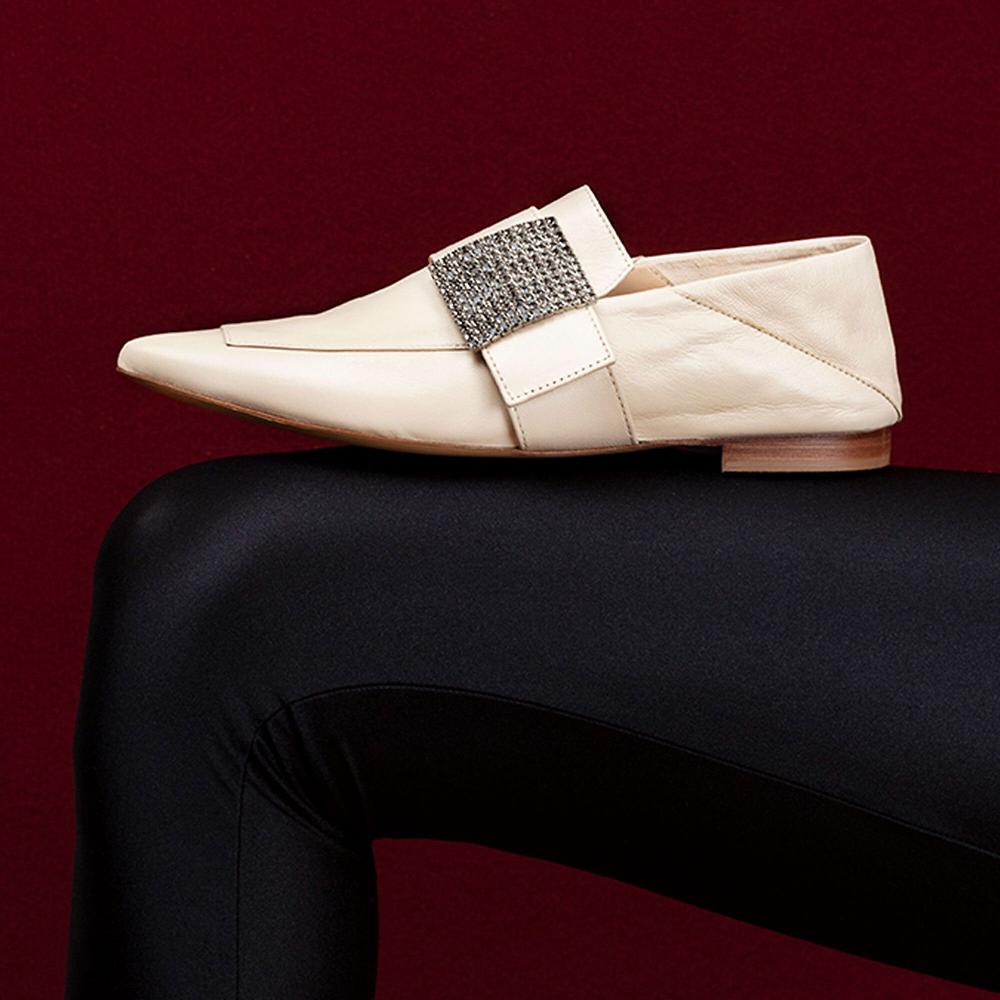 QVC Galieti Slip on in pelle con inserto in strass