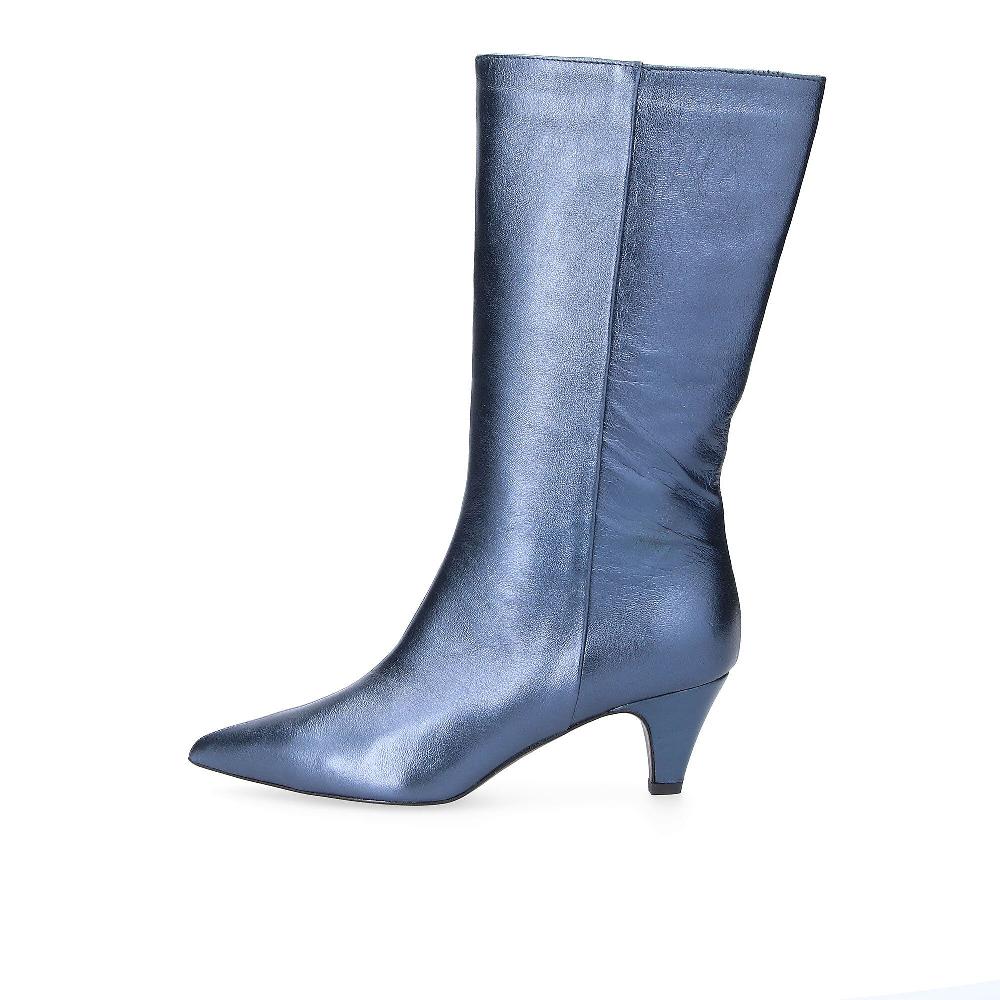 QVC Galieti Stivali In Pelle Laminata Tacco 5 5cm