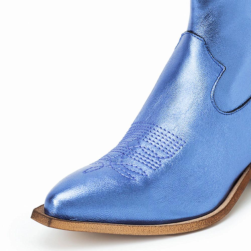 QVC Galieti Stivali Texani In Pelle Con Ricamo