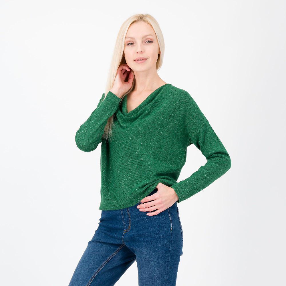 QVC HEKLA Maglia con lamé con collo a cappuccio
