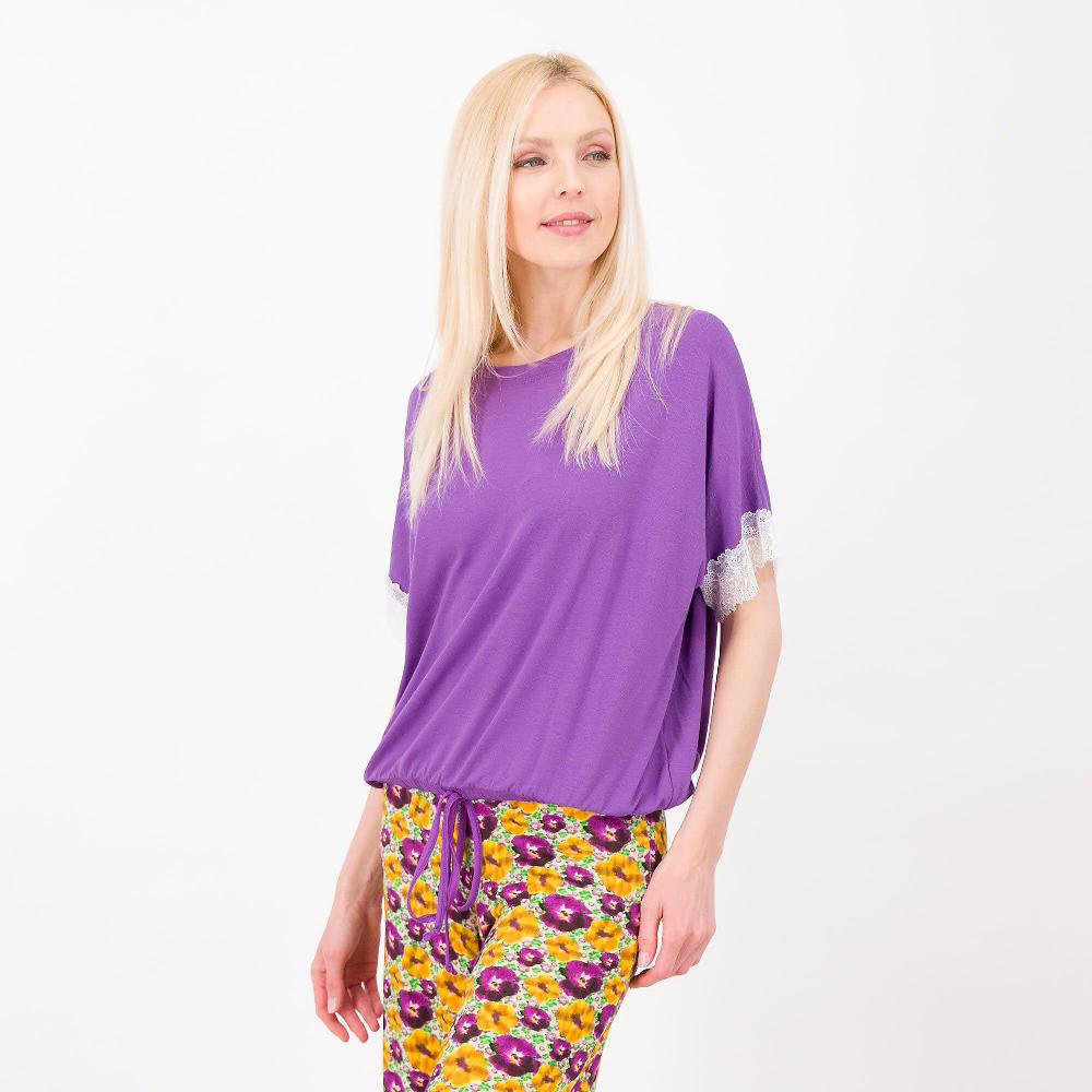 QVC L'Una Maglia in jersey con pizzo e coulisse