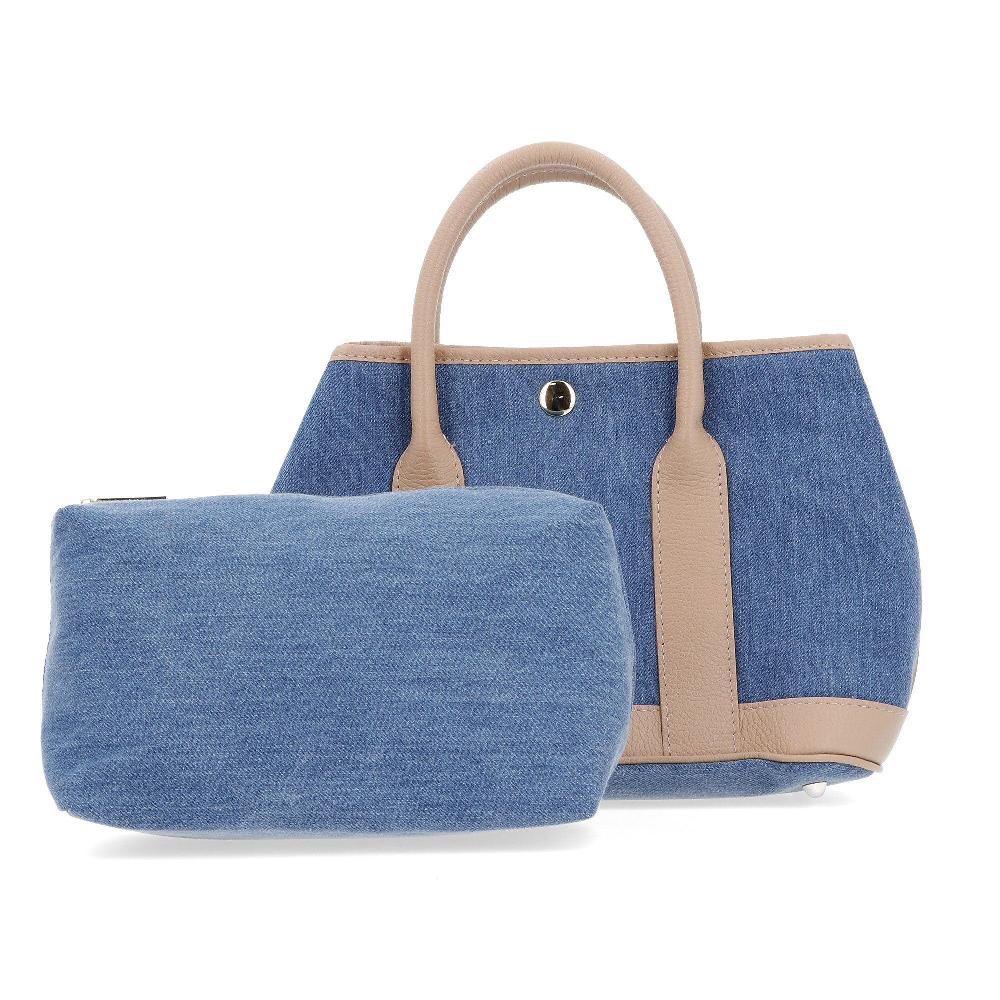 QVC Le Corone Bags Borsa a mano in pelle e denim