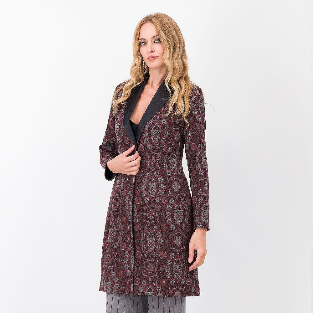 QVC M'ama Cappotto jacquard con collo a scialle