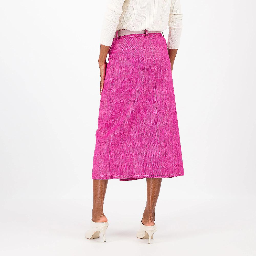 QVC M'ama Gonna Longuette In Tela Jeans Con Spacco