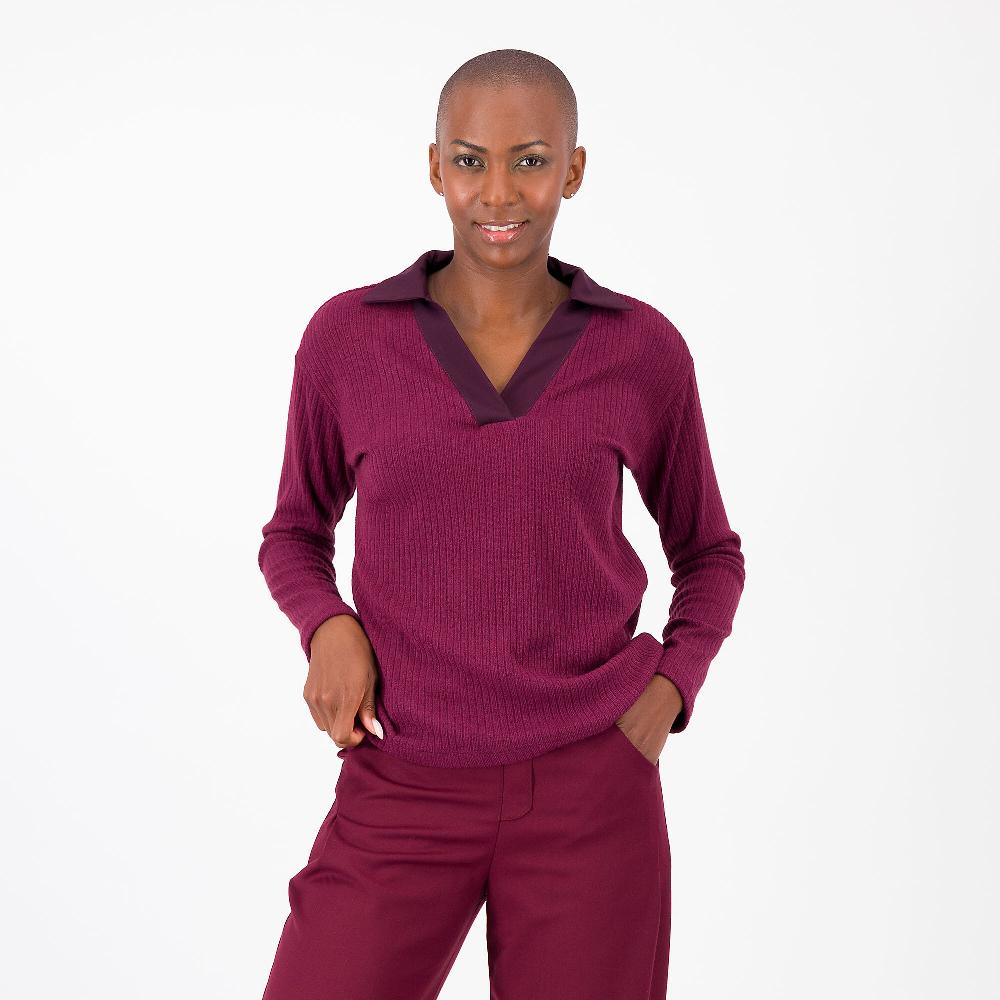 QVC M'ama Maglia in costine con collo a polo