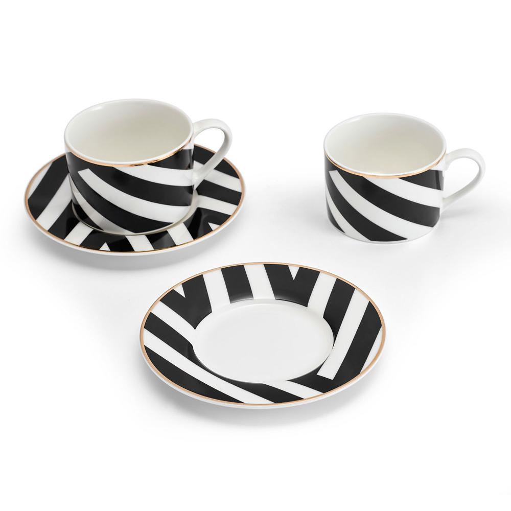 QVC Mikasa 2 tazze da tè con piattino Luxe Deco