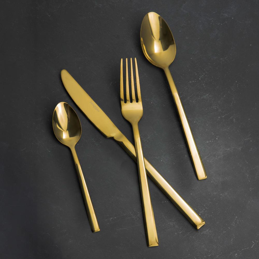 QVC Mikasa Set 16 posate in acciaio inox color oro