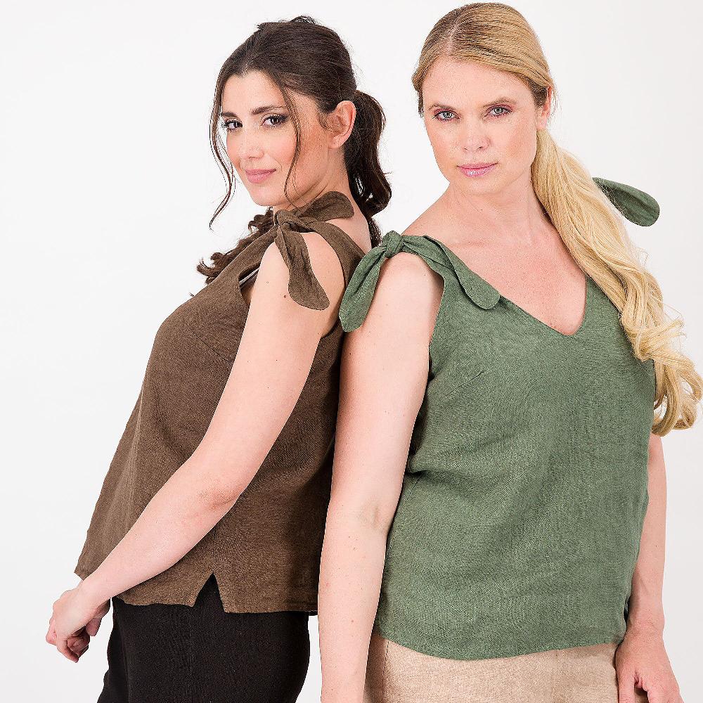 QVC Mood Atelier Top In Lino Con Fiocchi