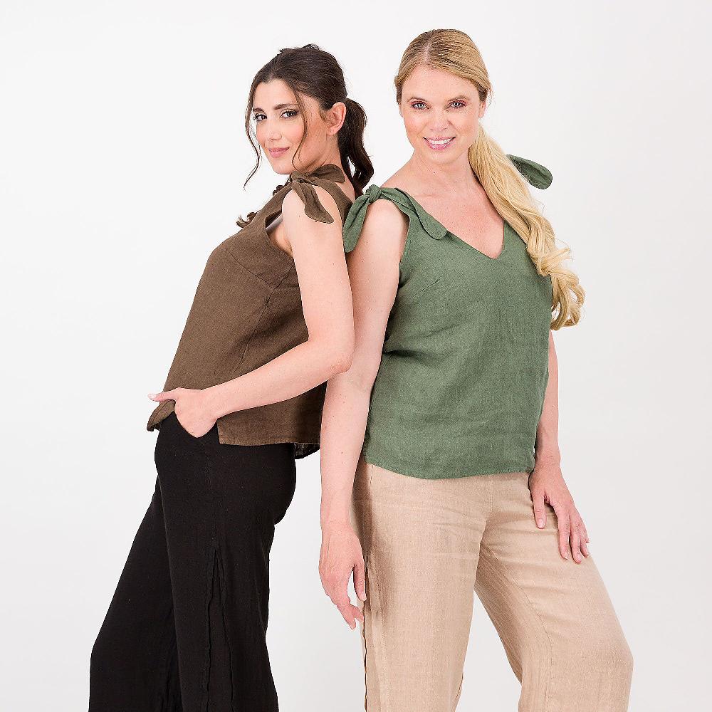QVC Mood Atelier Top In Lino Con Fiocchi