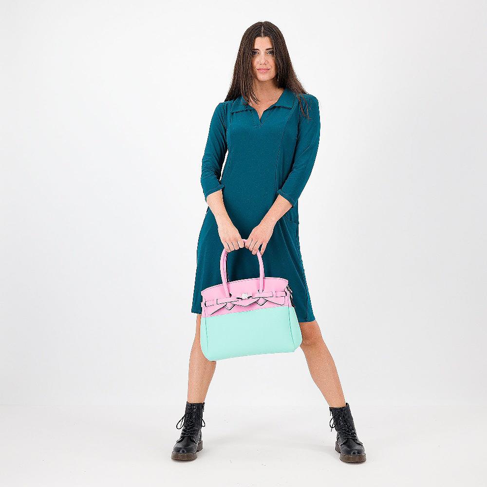 QVC Nina Leonard Abito In Jersey Opaco Con Tasche