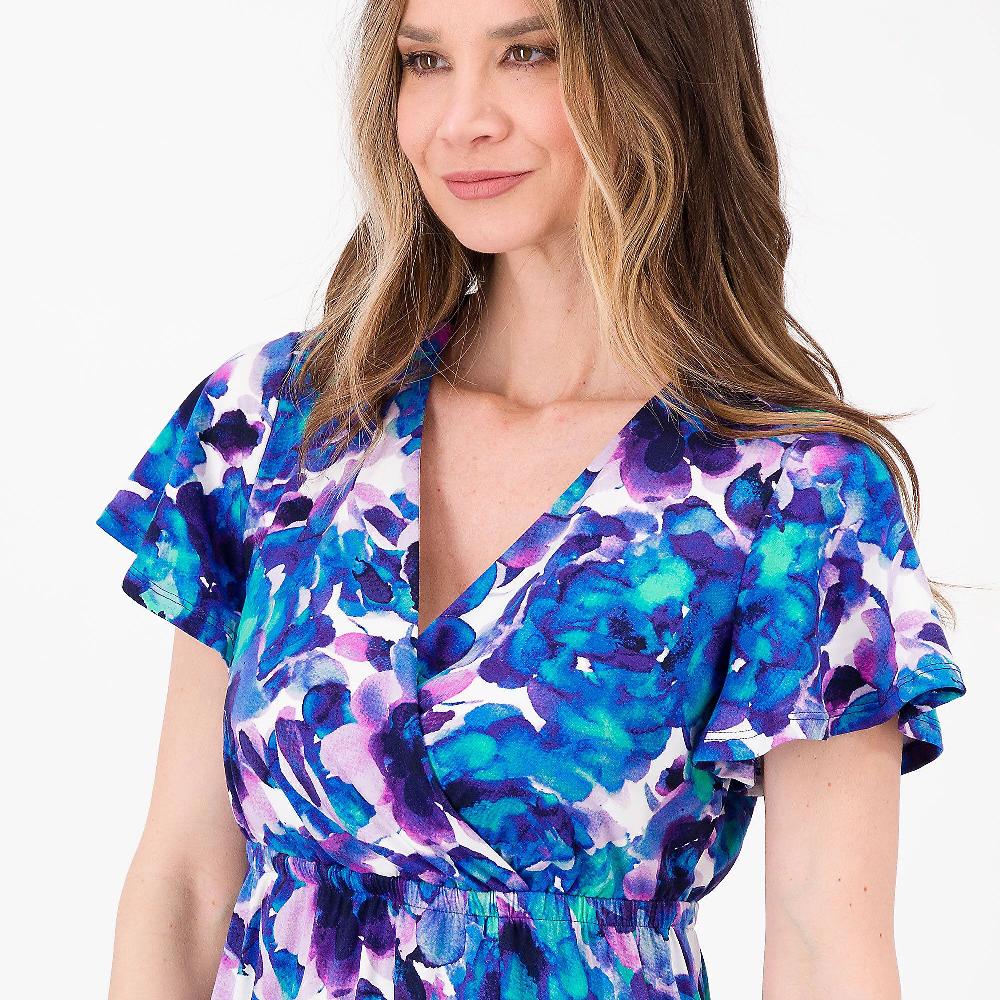 QVC Nina Leonard Abito Lungo In Jersey Fantasia
