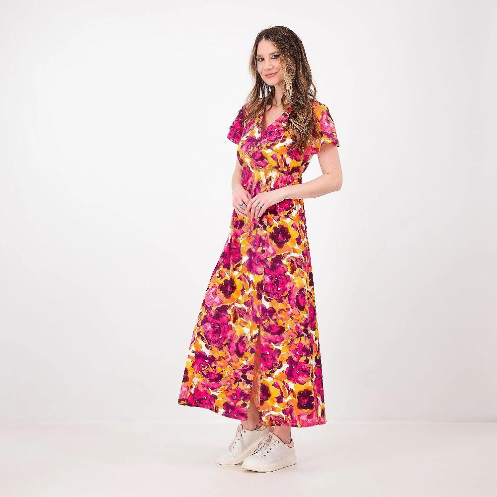 QVC Nina Leonard Abito lungo in jersey fantasia