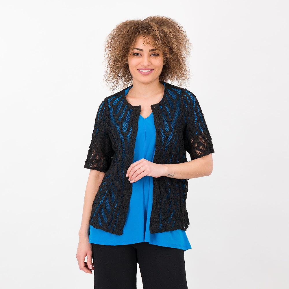 QVC Nina Leonard Cardigan aperto in pizzo crochet