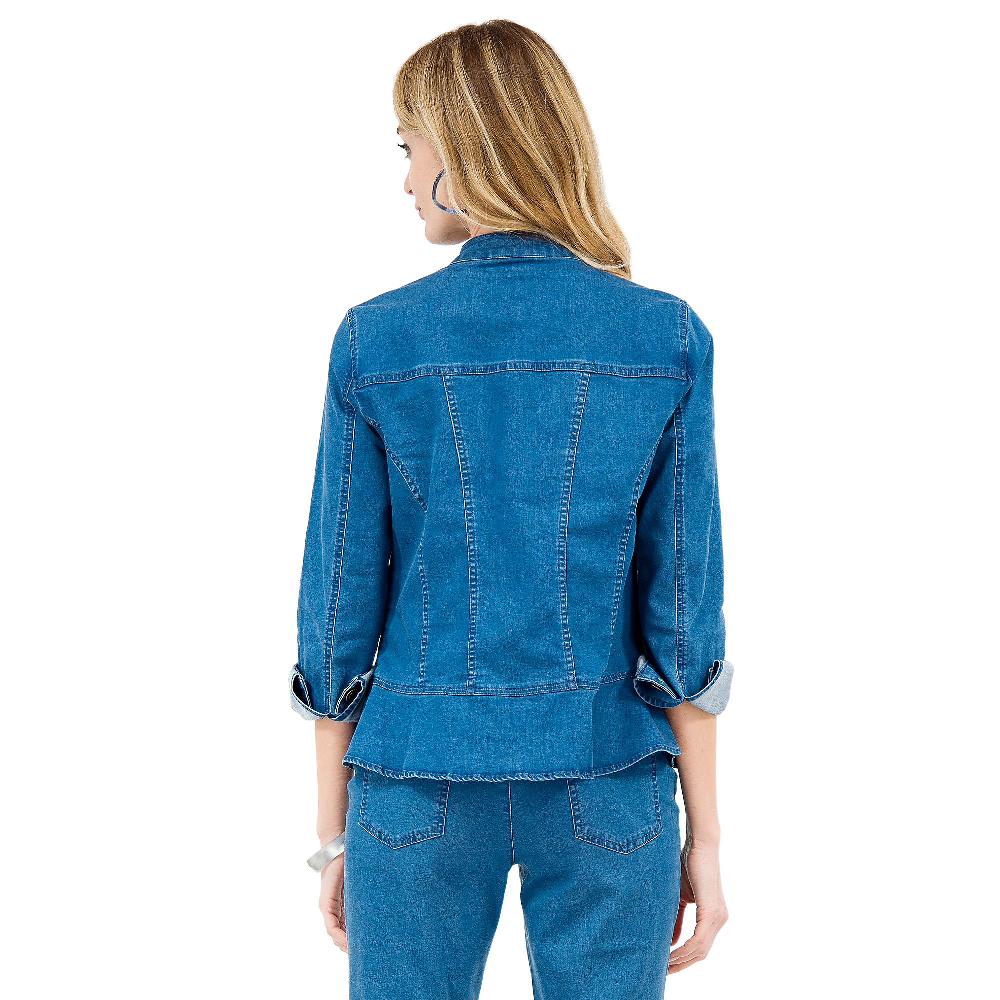 QVC Nina Leonard Giacca In Denim Di Cotone Stretch
