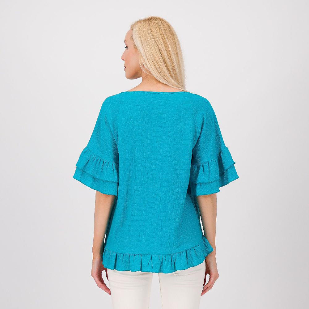 QVC Nina Leonard Maglia Con Manica Corta E Volants