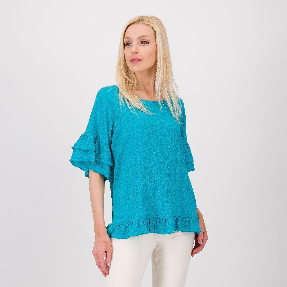 QVC Nina Leonard Maglia con manica corta e volants