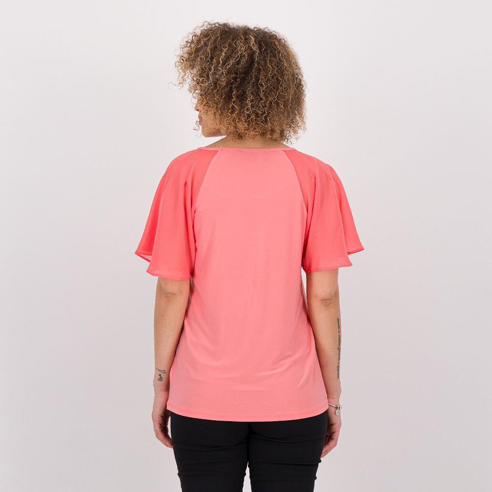 QVC Nina Leonard Maglia Con Maniche In Chiffon