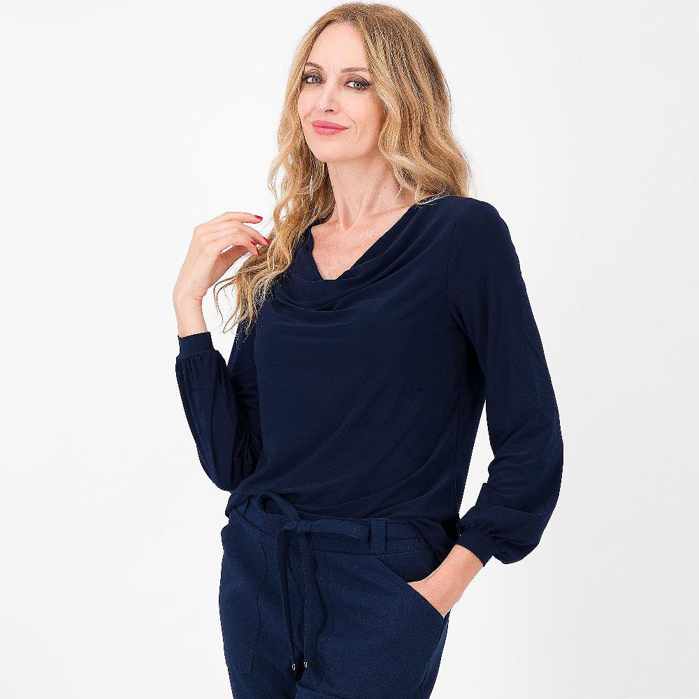 QVC Nina Leonard Maglia Con Scollo Drappeggiato