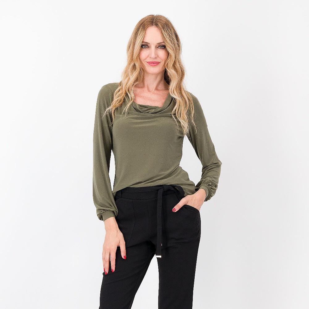 QVC Nina Leonard Maglia con scollo drappeggiato
