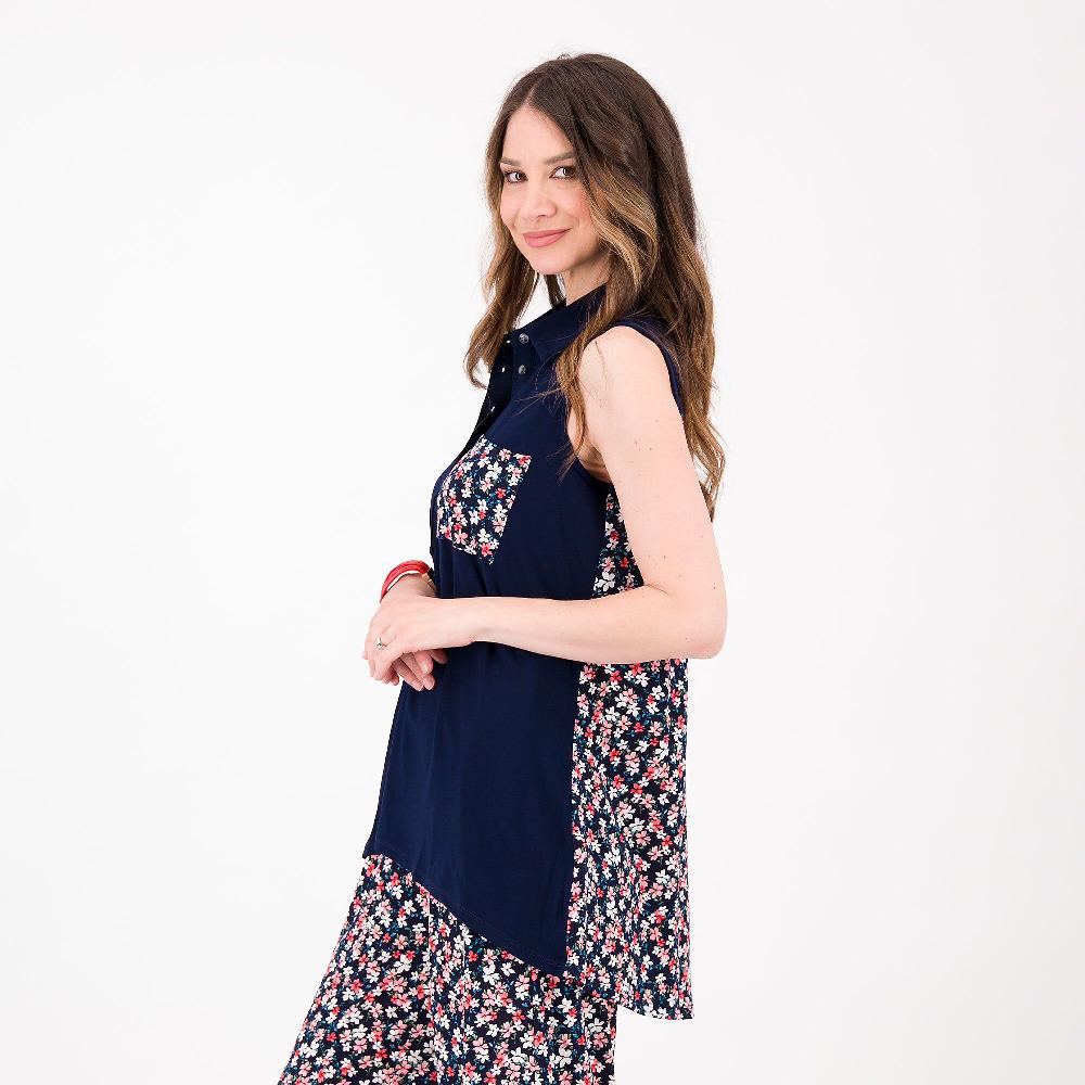 QVC Nina Leonard Maglia Smanicata Dietro Fantasia