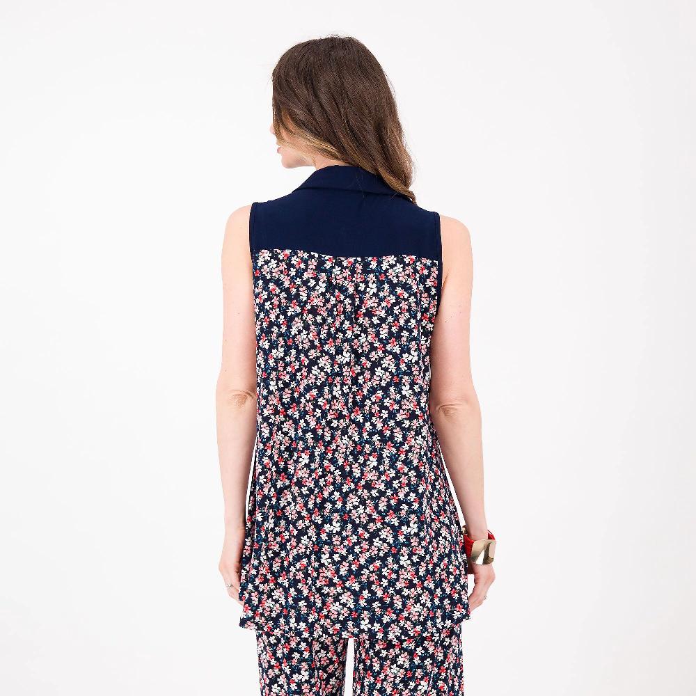 QVC Nina Leonard Maglia Smanicata Dietro Fantasia