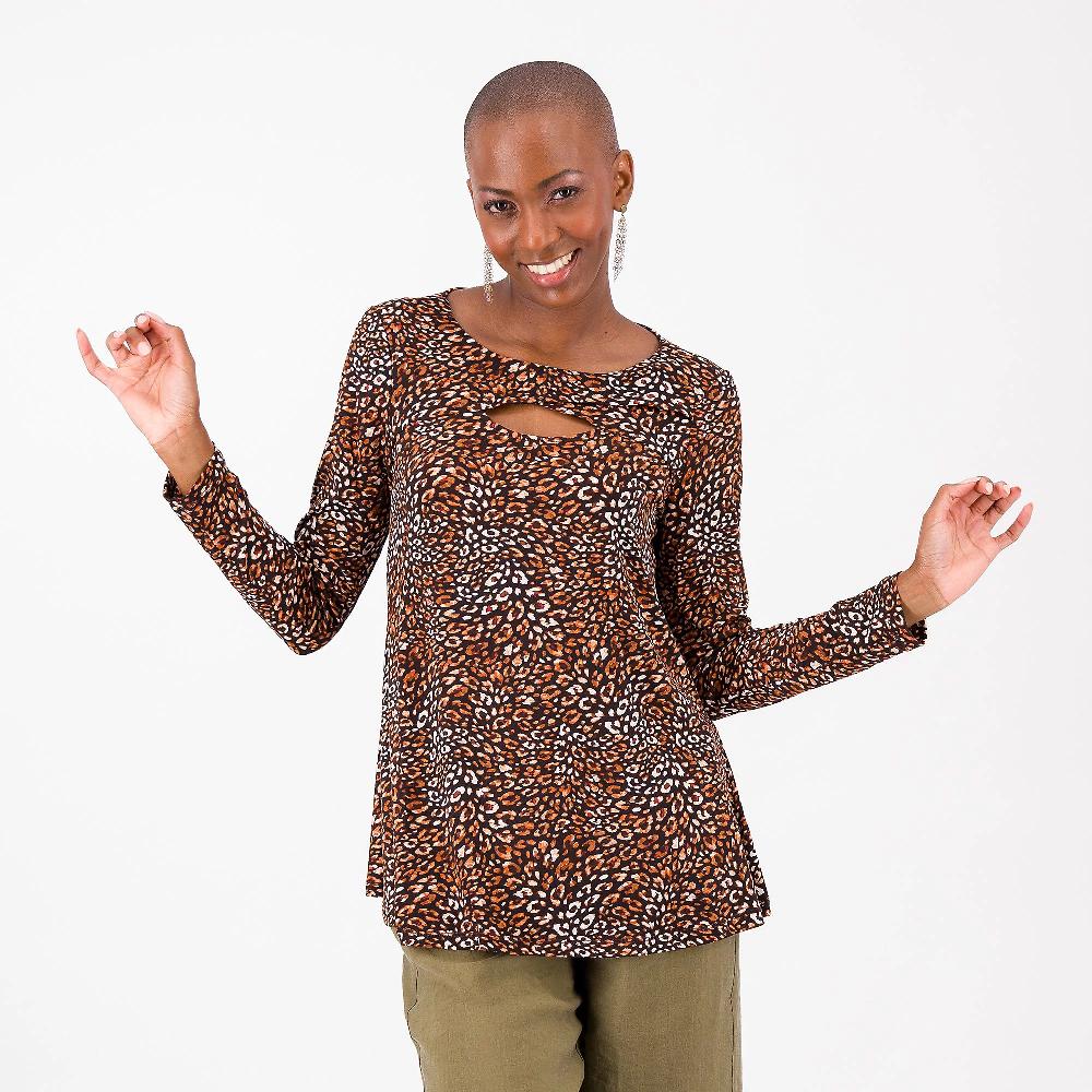 QVC Nina Leonard T-shirt fantasia con manica lunga