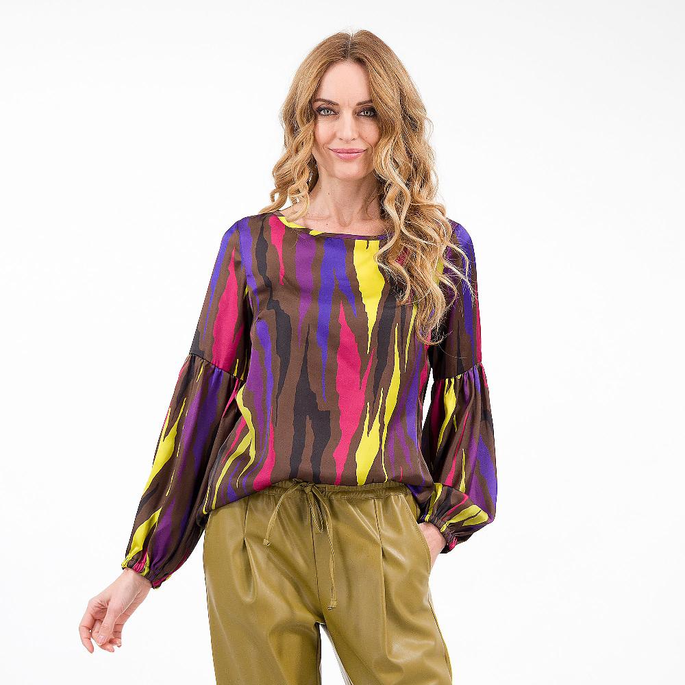 QVC Olly Doo Blusa in raso manica a balloon
